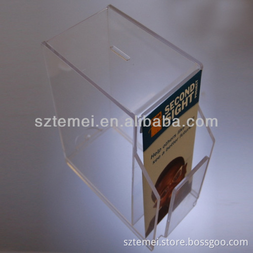 acrylic collection box with brochure holder